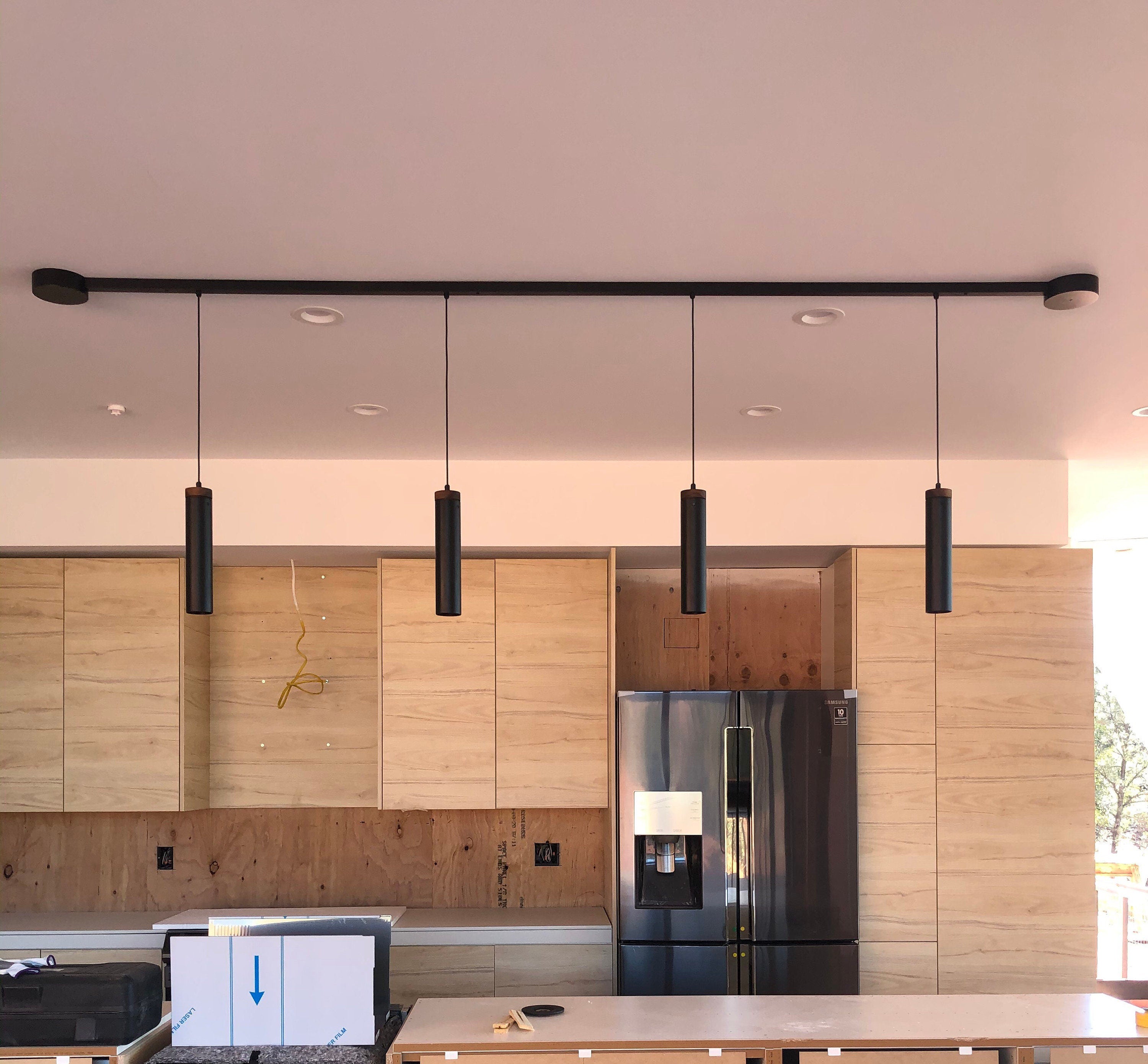 Modern Track light Black with Walnut