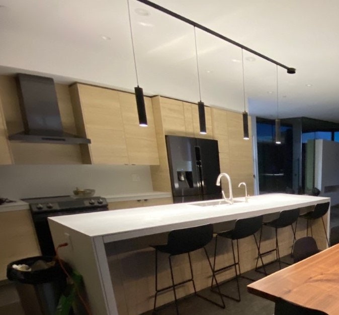 Modern Track light Black with Walnut