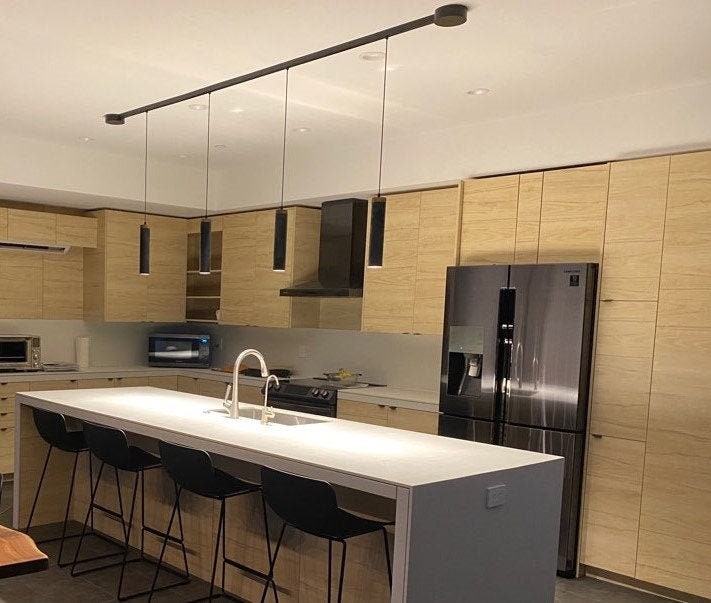 Modern Track light Black with Walnut