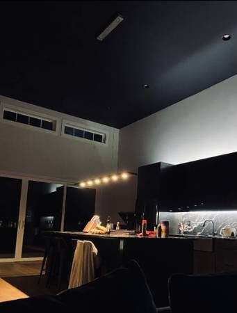 Black Walnut LED Linear Pendant Light: Brushed Aluminum Canopy (9 ft)