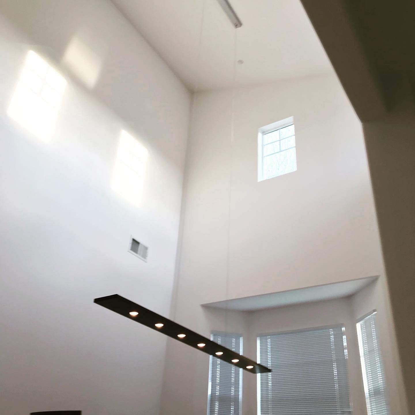 84-inch Linear Suspension Chandelier: Dark Walnut & Aluminum Pendant Light