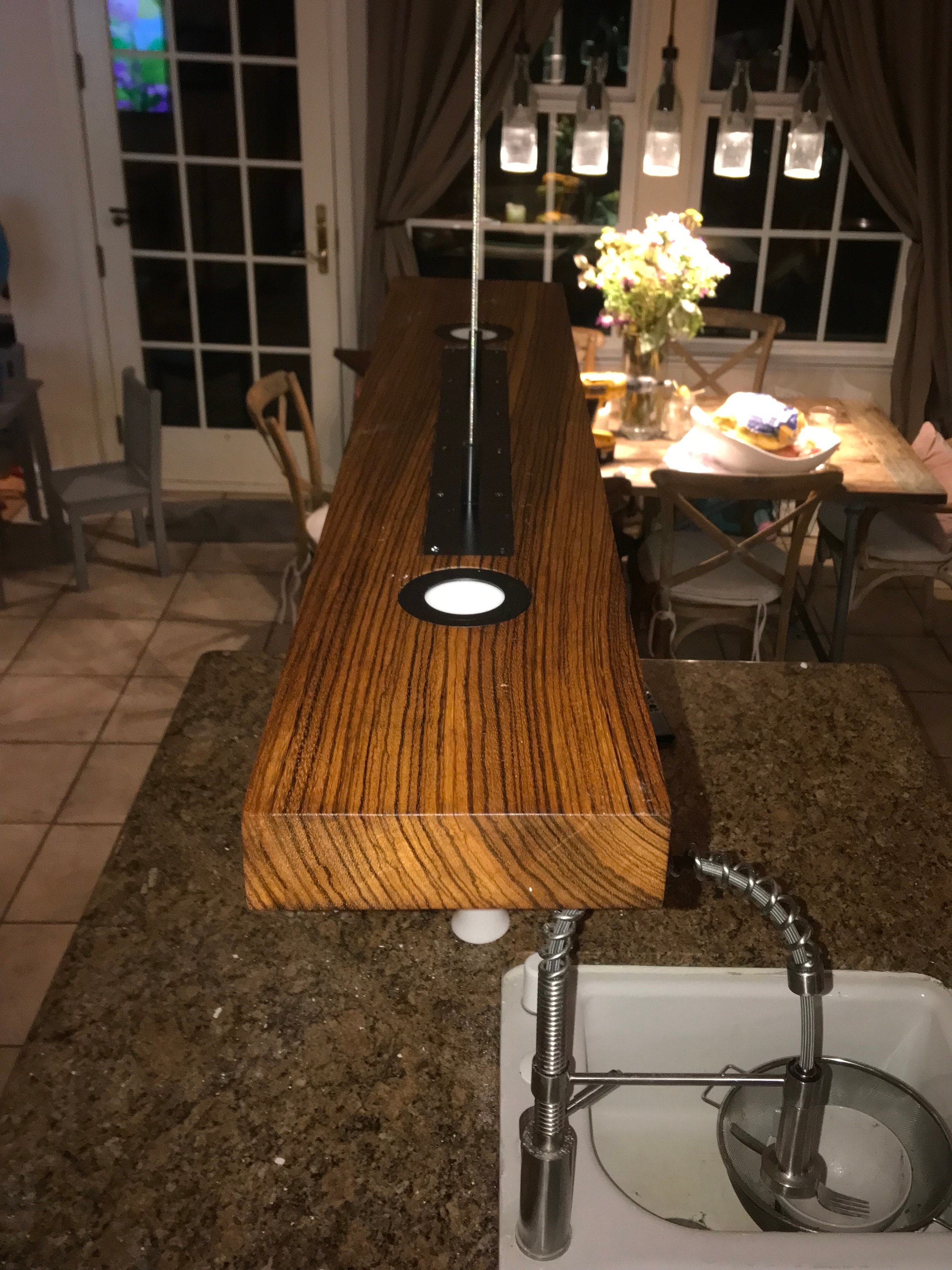 Zebrawood Linear Pendant Chandelier: Dark Patina Modern Suspension Light