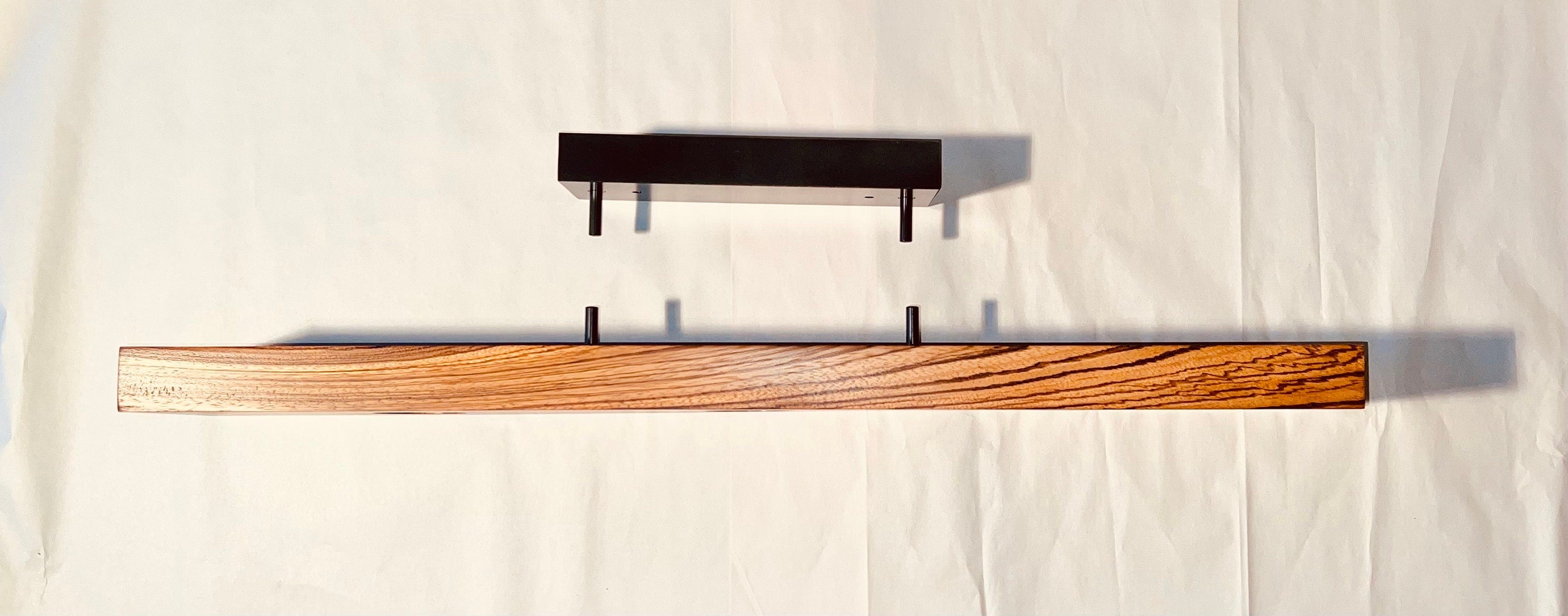 Zebrawood Linear Pendant Chandelier: Dark Patina Modern Suspension Light