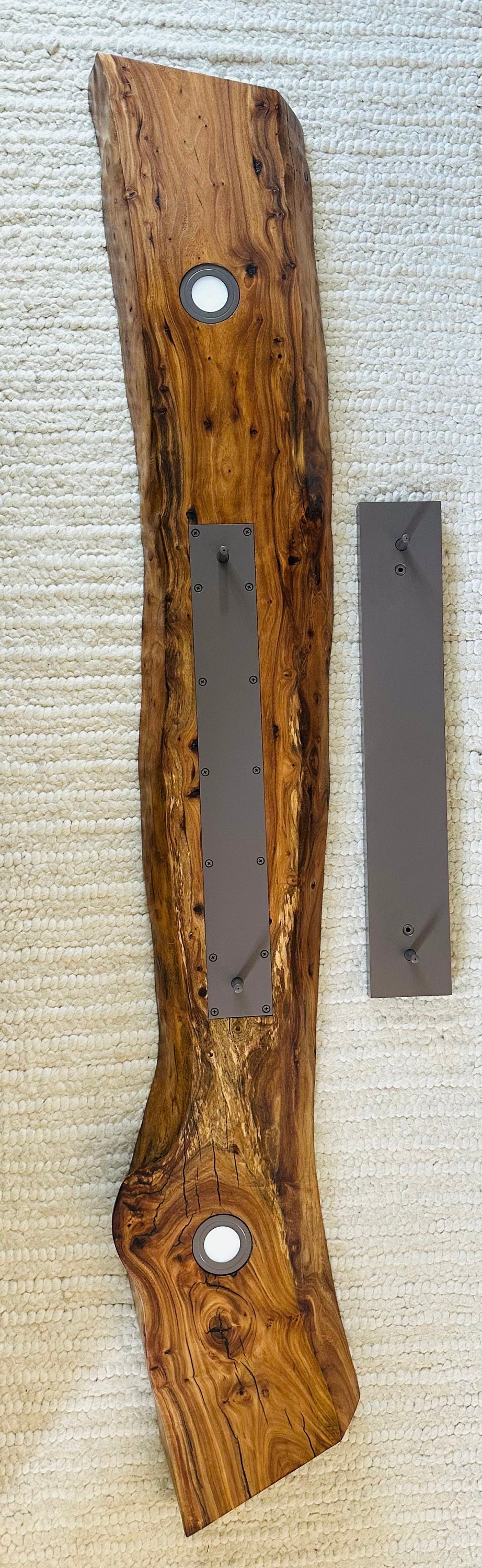 CIX LIVE EDGE linear pendant chandelier in black walnut and brushed aluminum