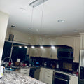48 Inch Linear Chandelier: Dark Walnut & Brushed Aluminum Suspension Light
