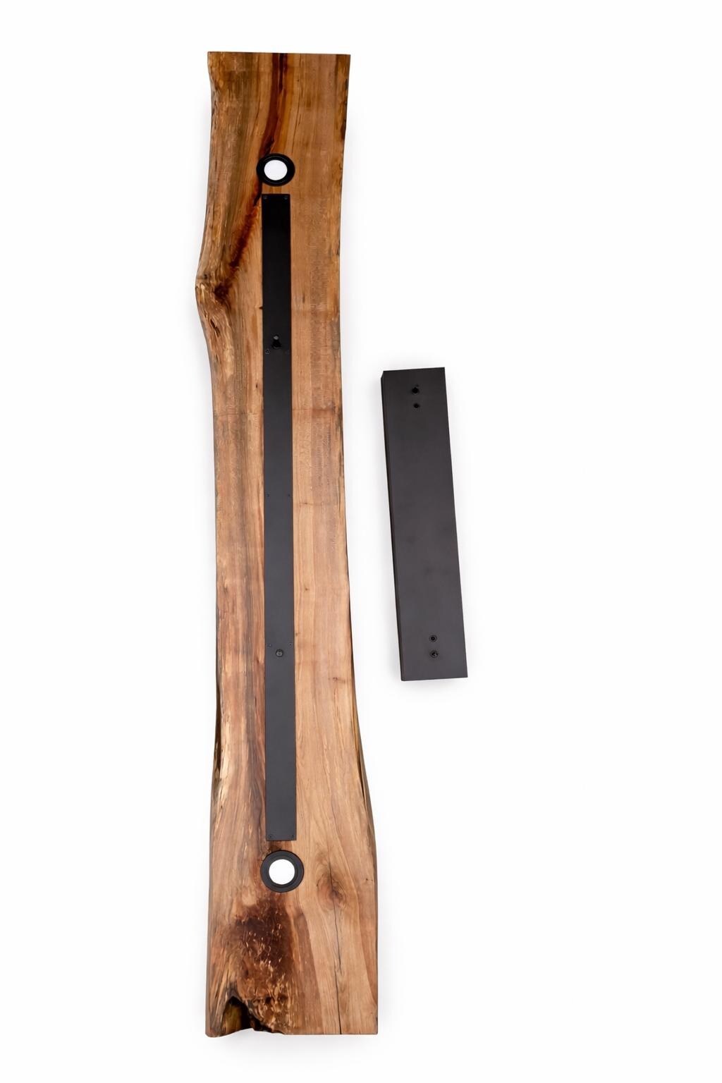 CIX LIVE EDGE linear pendant chandelier in black walnut and brushed aluminum