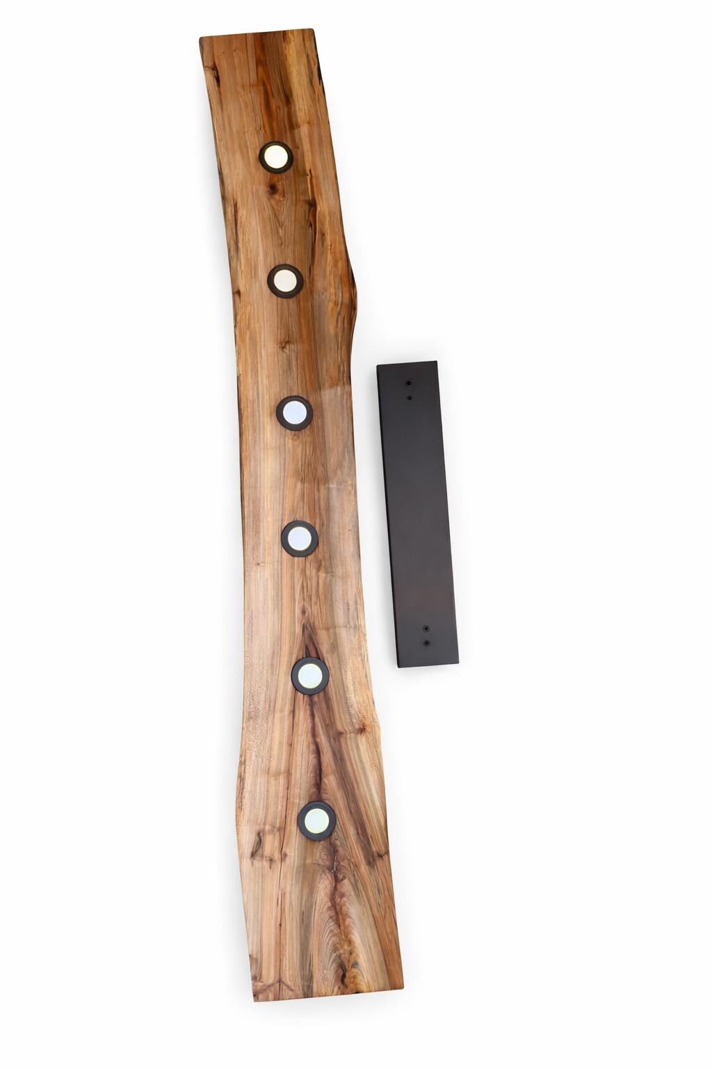 CIX LIVE EDGE linear pendant chandelier in black walnut and brushed aluminum