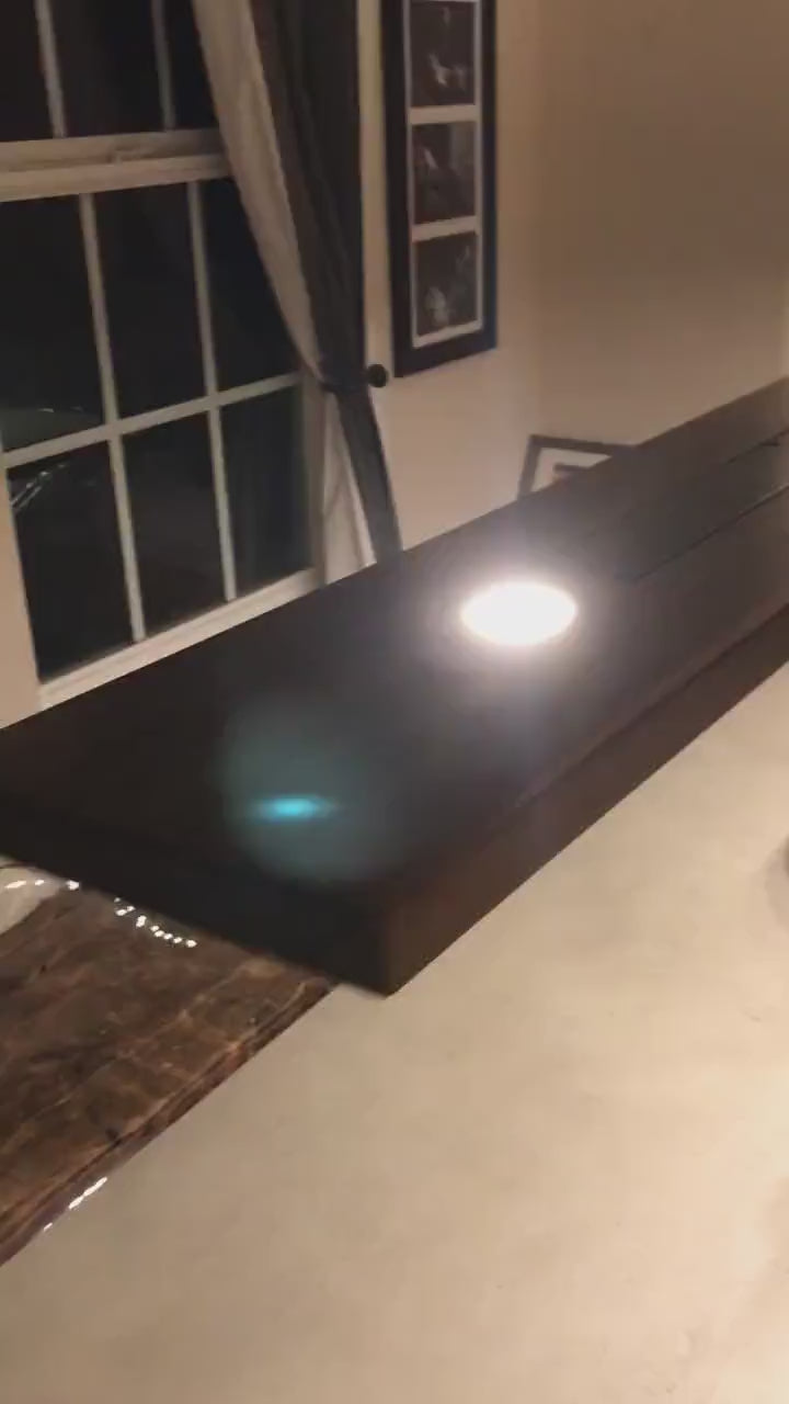 Black Walnut LED Linear Pendant Light: Brushed Aluminum Canopy (9 ft)
