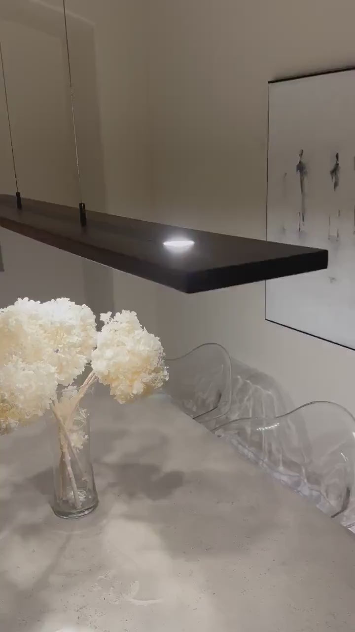 55 inch Dark Walnut Linear Suspension Chandelier: Brushed Aluminum Modern Light
