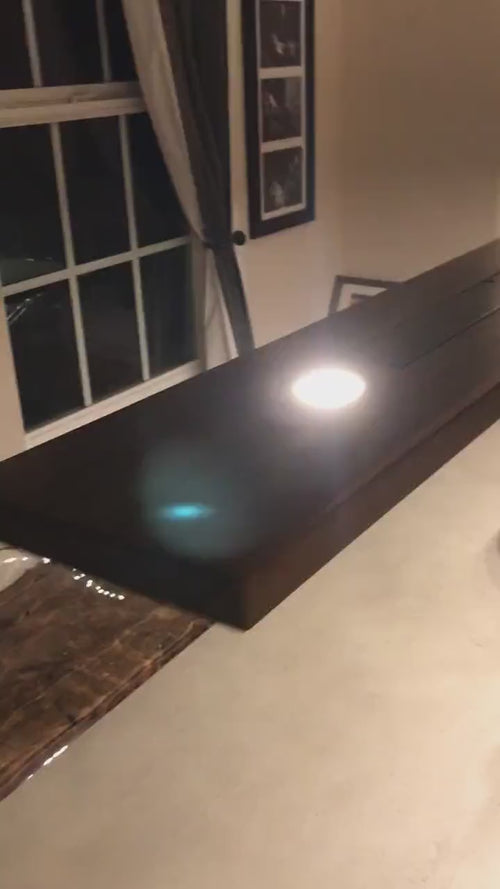 48 inch Linear Chandelier: Dark Walnut & Aluminum Modern Pendant
